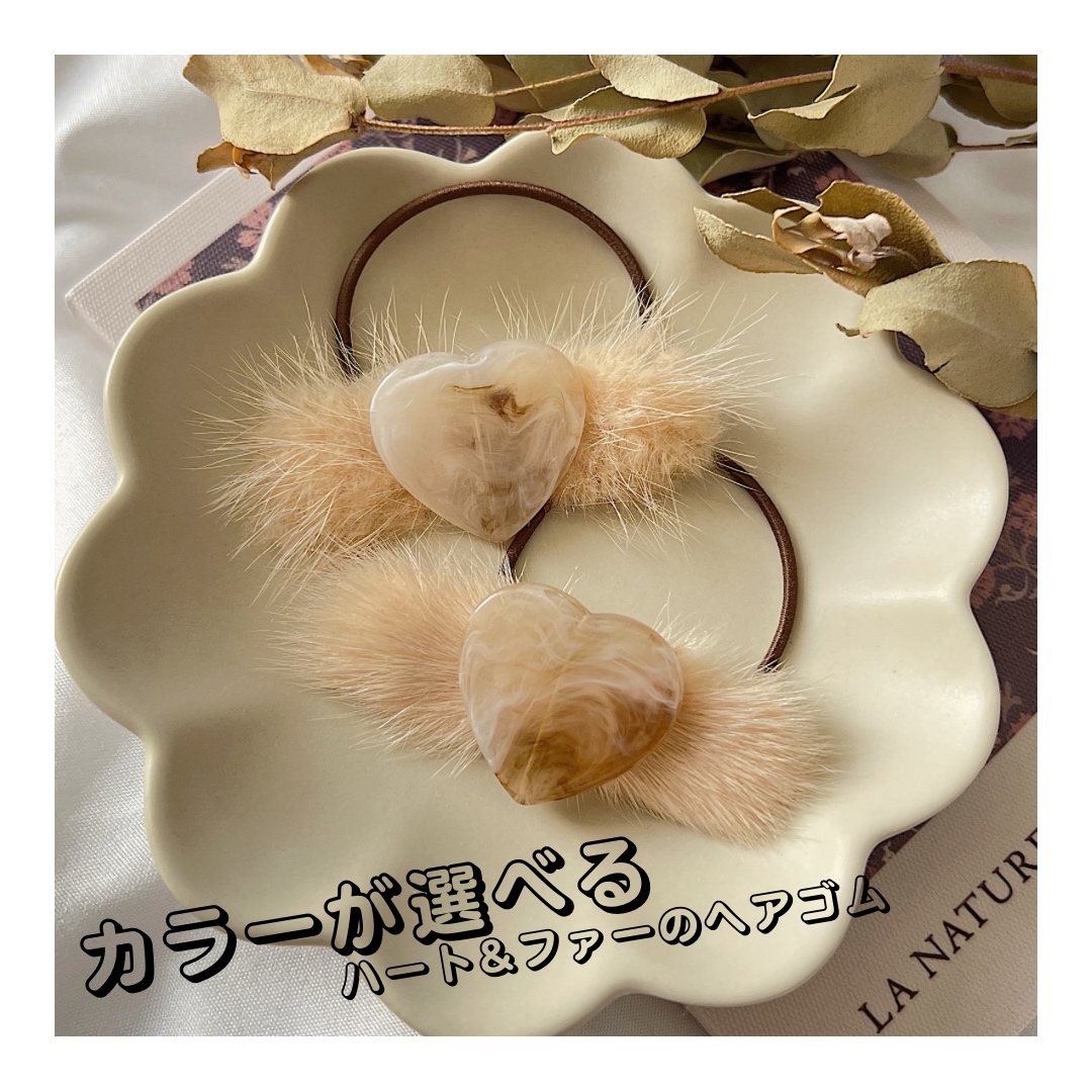 秋 金木犀ともみじ ハート ヘアゴム 秋 金木犀ともみじ ハート ヘアゴム 数量限定】秋の訪れを告げる