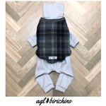 ★送料無料★ ハンドメイド イタグレ服 チェック柄ベスト×ロンパース