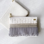 embroidery flat pouch S / インド刺繍リボンのフラットポーチ