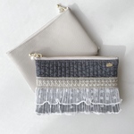 embroidery flat porch S / インド刺繍リボンのフラットポーチ