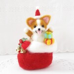 送料無料🌟コーギーちゃんクリスマスブーツ👢🎄羊毛フェルト　犬
