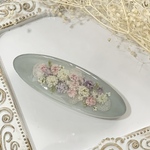 Flower ドライフラワー　ブルーグレー　バレッタ　レジン