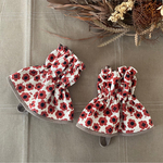 リバーシブルキッチンアームカバー　北欧小花　あか