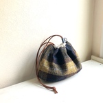 【 SALE ¥1,080→¥750】しじみ巾着　チェック コットンツイード ( 黄色 )