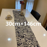 テーブルランナ30cm×146cm 濃いパープル地にシックなモノトーンのお花柄