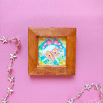 期間限定！　手のひらアート【クリスマスリースとうさぎたち】複製原画　ロップイヤー