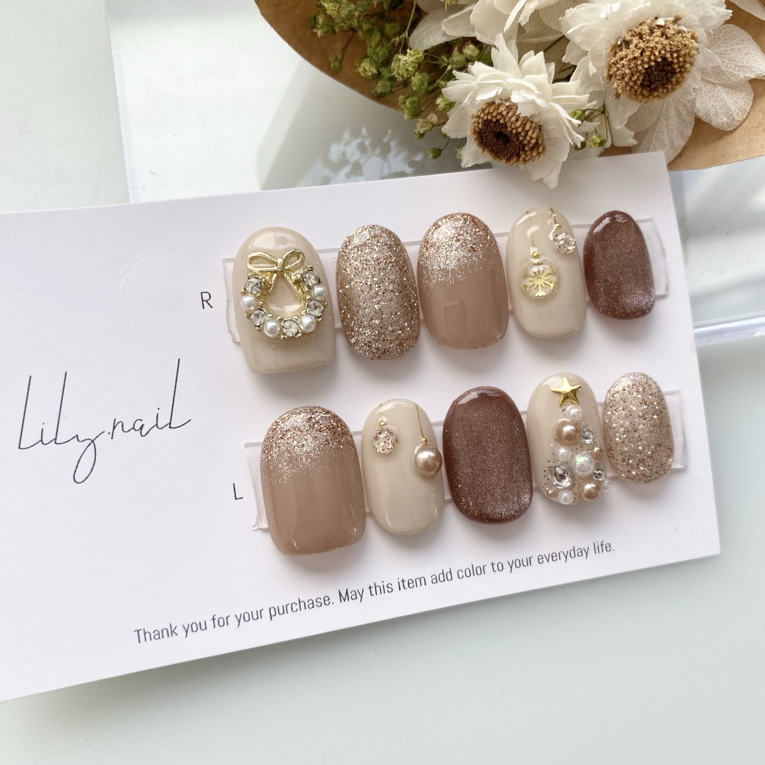 サイズオーダー】クリスマスネイル ネイルチップ 冬ネイル クリスマス