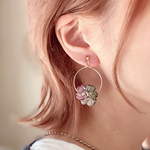 【antique】手染めの小花フープアクセサリー　ピアス／イヤリング