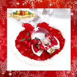 【🧑‍🎄Merry Christmas🧑‍🎄】なりきりサンタガール❣️スノーフレークレッド×ホワイトボアレース《ケープ首輪》