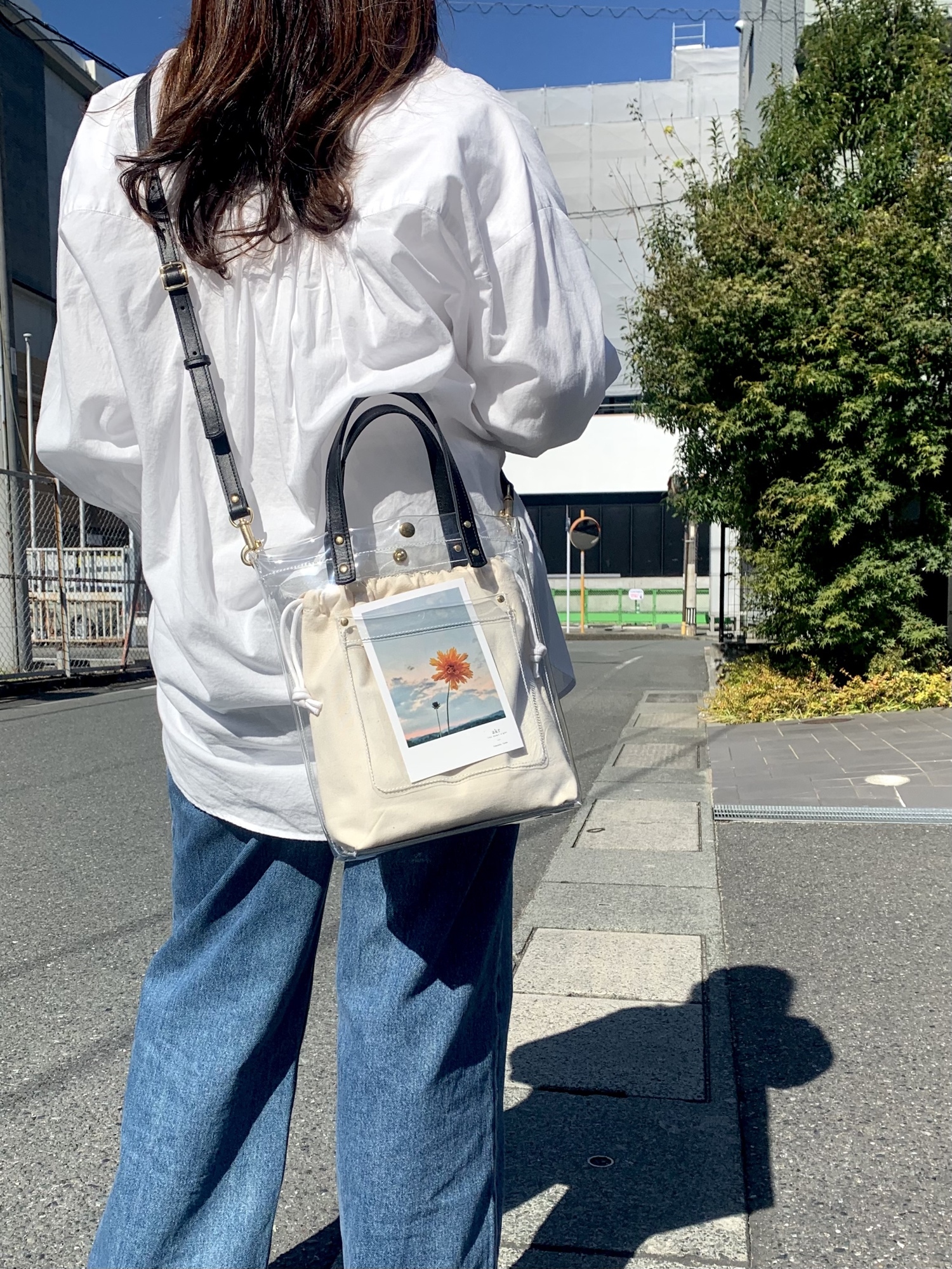 大人のクリアバッグ」 2WAY 本革 クリアトートバッグ ブラック 推し活