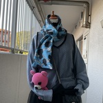 Pラインミニマフラー・森の動物達　青　大人サイズ・こどもサイズ対応♪