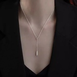 《再入荷》silver925 ドロップ ロング ネックレス Y字 雫 モチーフ シンプル 【N-008】