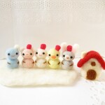 送料無料🌟雪だるまさんとお友達⛄💗羊毛フェルト　ぶた　うさぎ　ひよこ