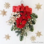 【早割】クリスマス ポインセチアスワッグ ＜アーティフィシャルフラワー＞
