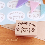 Thank you楕円はんこ(どんぐりとくま)