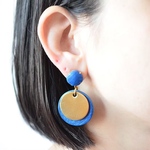Double Marble【レザーピアス/イヤリング】 “blue ”