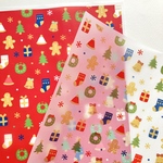 トレーシングペーパーで作ったクリスマス柄のラッピングペーパー（A4サイズ/4枚入り）