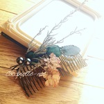 自家製ドライフラワーのアンティーク髪飾り