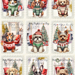 オリジナル 生地 ブロックデザイン ハンドメイド素材 犬柄 犬 クリスマス