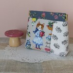 猫と お花の手のひらバネポーチ ⑤