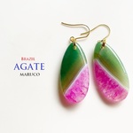 【11/06  Pikake..:)様専用◆御売約】1200→1000　　　　　PP380-930ブラジルアゲートZAKURO&GREEN*天然石ピアス  ｽﾃﾝﾚｽｽﾁｰﾙ