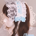 リボンベール♡ヘッドドレス(ブルー)ヘドレ ヘッドドレス ロリィタ ロリータ 甘ロリ メイド コンカフェ 地雷 量産型 フェアリー ゆめかわ 天使界隈 ヲタ活 推し活 成人式 ヘアメ 水色 可愛い