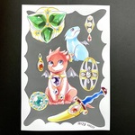 D様専用ページ② 【レッドドラゴンとブルードラゴンのイラスト】A4原画