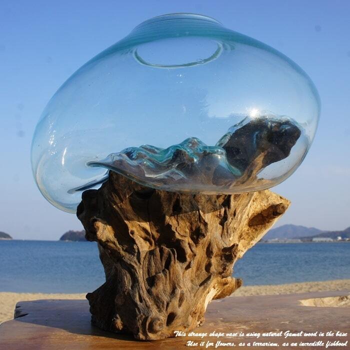 花瓶 流木 硝子 流木ガラス オブジェ 金魚鉢 メダカ水槽 テラリウム アート 1c9bbc043dc9937498650b9c51ad32