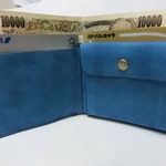 超シンプルな二つ折り　小銭入れマチ付　ブルー1