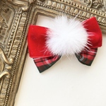 大人も可愛い☆ミンクファー☆ベルベットクリスマスチェック♡キッズクリップ♡バッグに付けても☆プチギフト⭐️クリップ