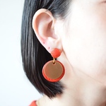  Double Marble【レザーピアス】 color “red”