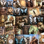 (再販×1)ヴィクトリアンスチームパンクのジャーナルペーパーセットE＊コラージュ素材＊ジャンクジャーナル