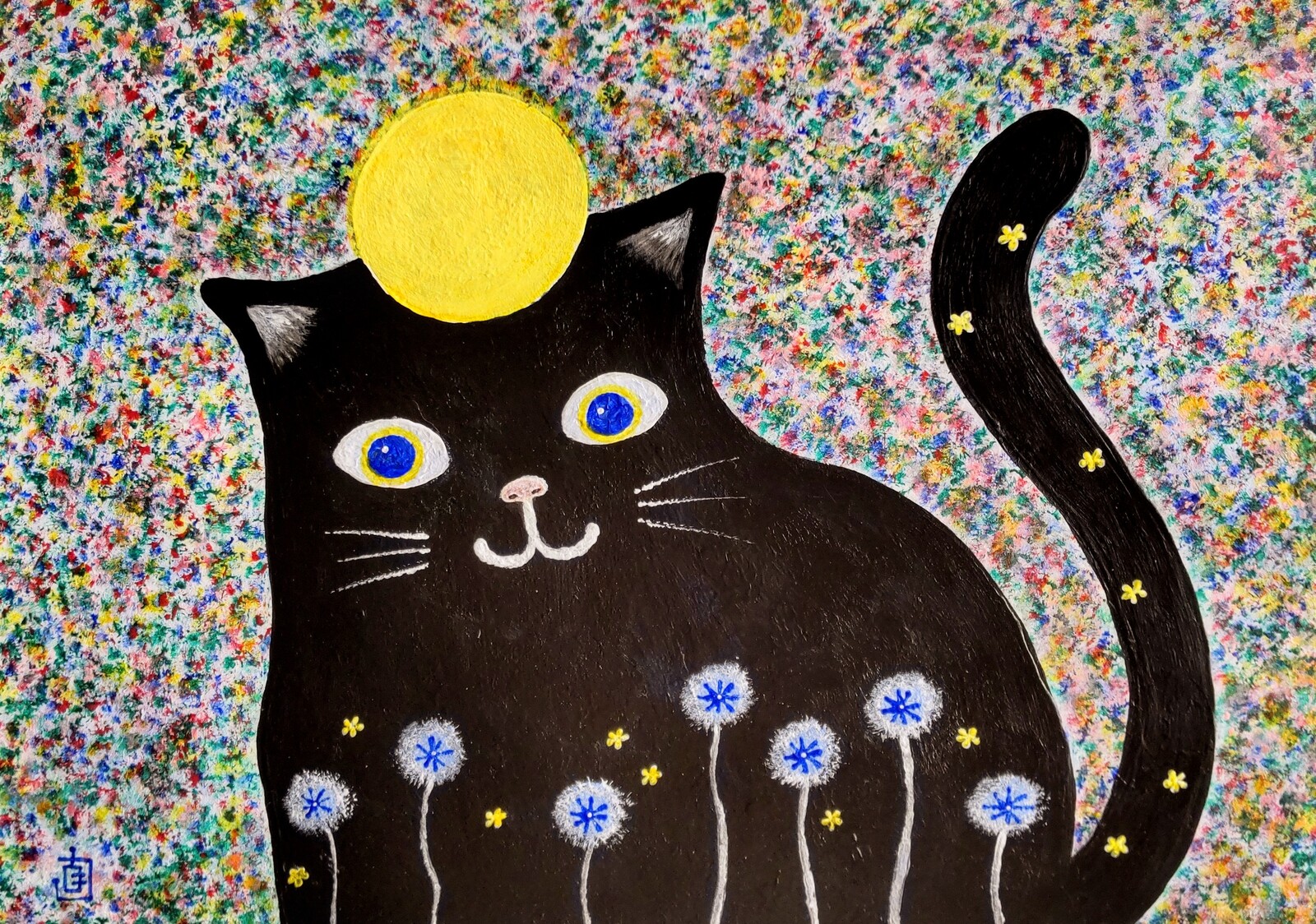 「月夜のおとぎ話」｜絵画 原画 抽象画 動物画 猫の絵 イラスト アート 月夜のおとぎ話」｜絵画 原画 抽象画 動物画 猫の絵 イラスト