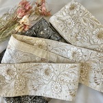 30cm/50cm  インド刺繍リボン  シルク  花柄  アイボリー  #ws7