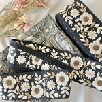 30cm/50cm  インド刺繍リボン  シルク  草花柄  ブラック