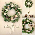 白いバラの3way アーティフィシャルフラワーリース　　32cm クリスマスの前も後もずっと一緒に♡