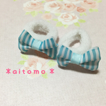 結びやすい！リボンヘアゴム＊パイルゴム＊水色リボン