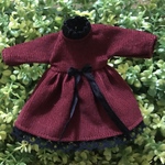 オビツ11服  コーデュロイワンピース　deep red