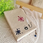 手刺繍のブックカバー/インク瓶と羽根ペン