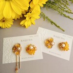  ピアス / 天然石と淡水パールの花満開アクセサリー   異素材MIX 　11月誕生石