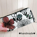 L字ファスナーポーチ✱長財布✱通帳ポーチ【花柄】