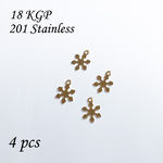 【4pcs】18kgp ステンレス チャーム 雪の結晶 スノークリスタル スノーフレーク クリスマス パーツ 素材 C00007