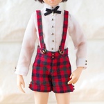 ピュアニーモxs･s男の子 サスペンダー付きショートパンツ(赤)