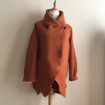 カシミヤウール（オレンジ）で作ったショールカラーコート