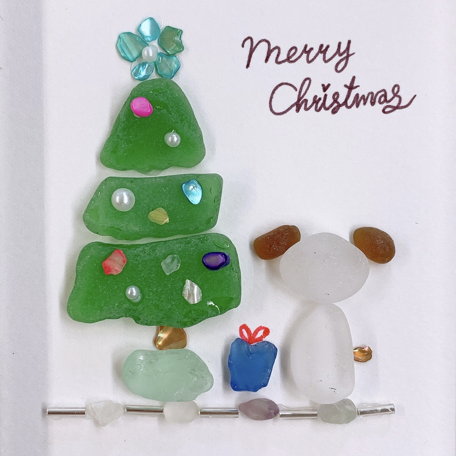 ♡ハートがいっぱいハートフルツリー クリスマス♡うさぎ シーグラスアート ♡ハートがいっぱいハートフルツリー クリスマス♡うさぎ