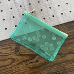 コインケース【グリーン×水玉柄】ミニポーチ　キーケース　PVC クリアポーチ　ビニールポーチ　