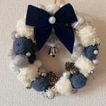 (送料無料)横から見てもカワイイ♡‪毛糸玉のクリスマスリース𓂃 𓈒𓏸　直径18cm♡