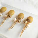 aki iro×goldイヤリング ｻｰｼﾞｶﾙｽﾃﾝﾚｽ/ﾏｯﾄ/ﾈｲﾙﾃﾞｻﾞｲﾝｱｸｾｻﾘｰ/ｺﾞｰﾙﾄﾞｱｸｾｻﾘｰ/淡水ﾊﾟｰﾙ