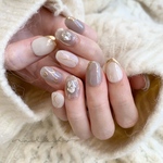 𝐬𝐡𝐞𝐞𝐫 𝐛𝐥𝐮𝐞 ﾈｲﾙﾁｯﾌﾟ ハートネイル　秋ネイル　　冬ネイル　くすみブルーネイル　クリスマスネイル