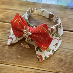 犬・猫の首輪　23～25　cocoちゃんリボンチョーカーNEW　白地クリスマス英文字